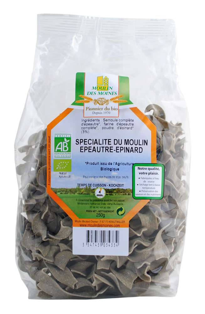 Moulin des Moines Spelt with spinach wholegrain pasta Organic 250g