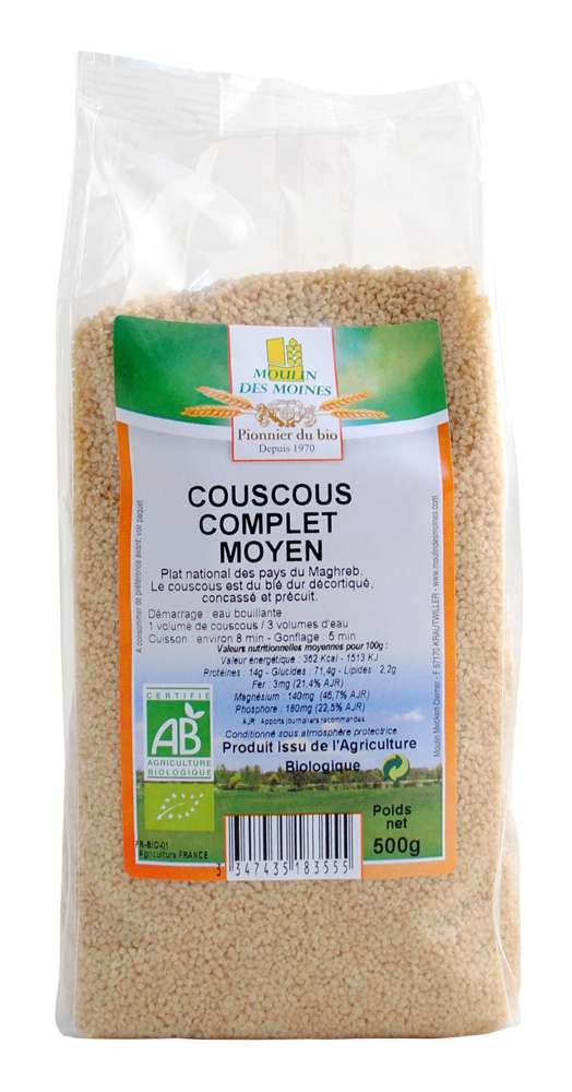 Moulin des Moines Wholemeal organic Couscous (medium) 500g
