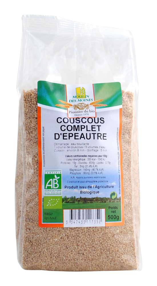 Moulin des Moines Wholemeal Organic spelt couscous 500g