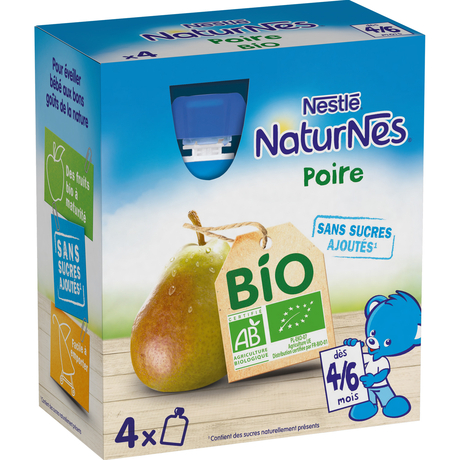 Nestle Naturnes Pear Organic Pouch from 4 months 4x90g