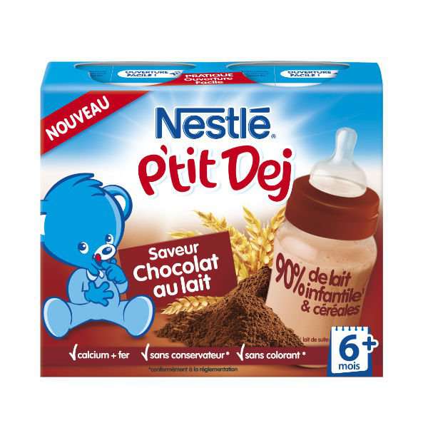 Nestle P'tit Dej Milk chocolate from 6 months 2x250ml