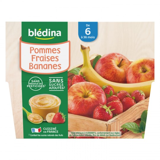 Bledina Apples Strawberries Bananas From 6 Months 4x100g Europafoodxb Buy Food Online From Europe Best Price