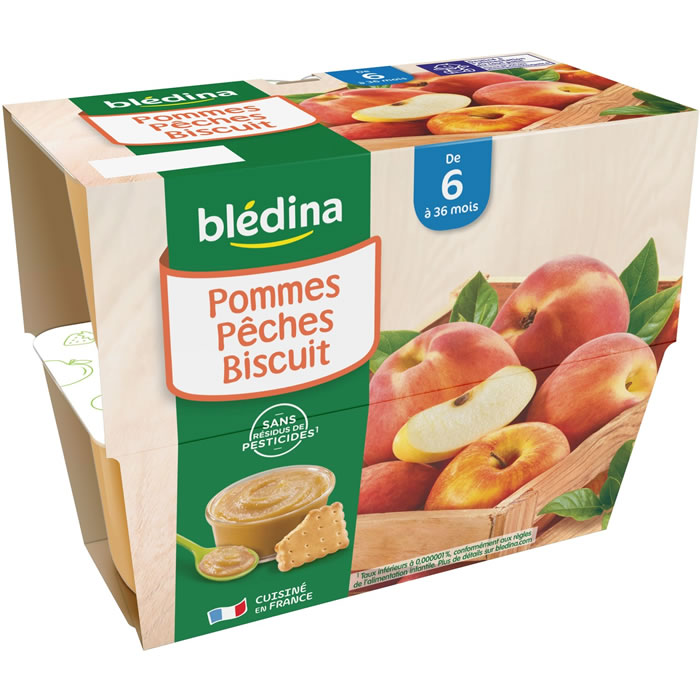 Bledina fruits Apples, Peach & Biscuits from 6 months 4x100g