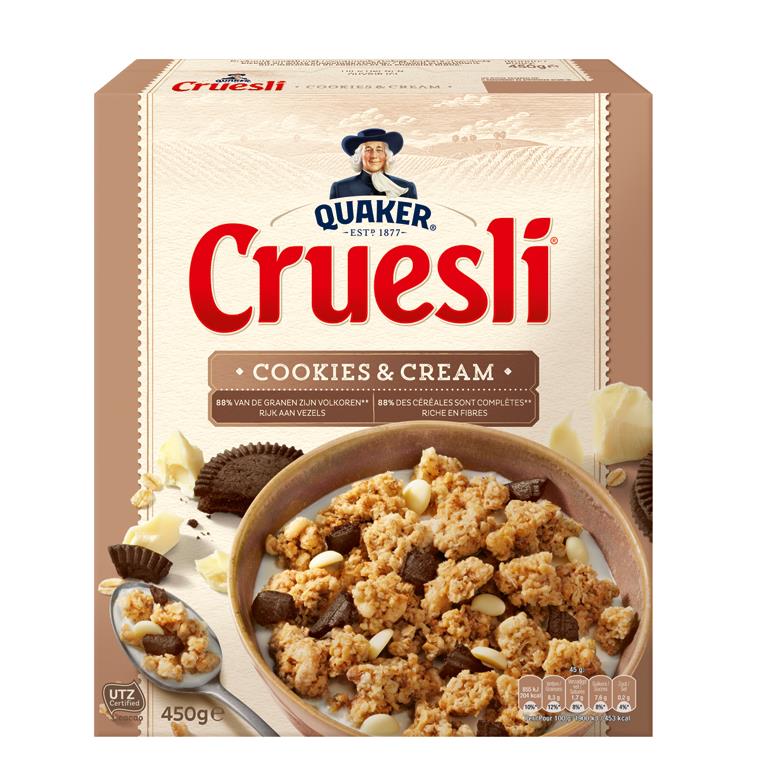 Quaker Cruesli Cereals Cookies & Cream 450g