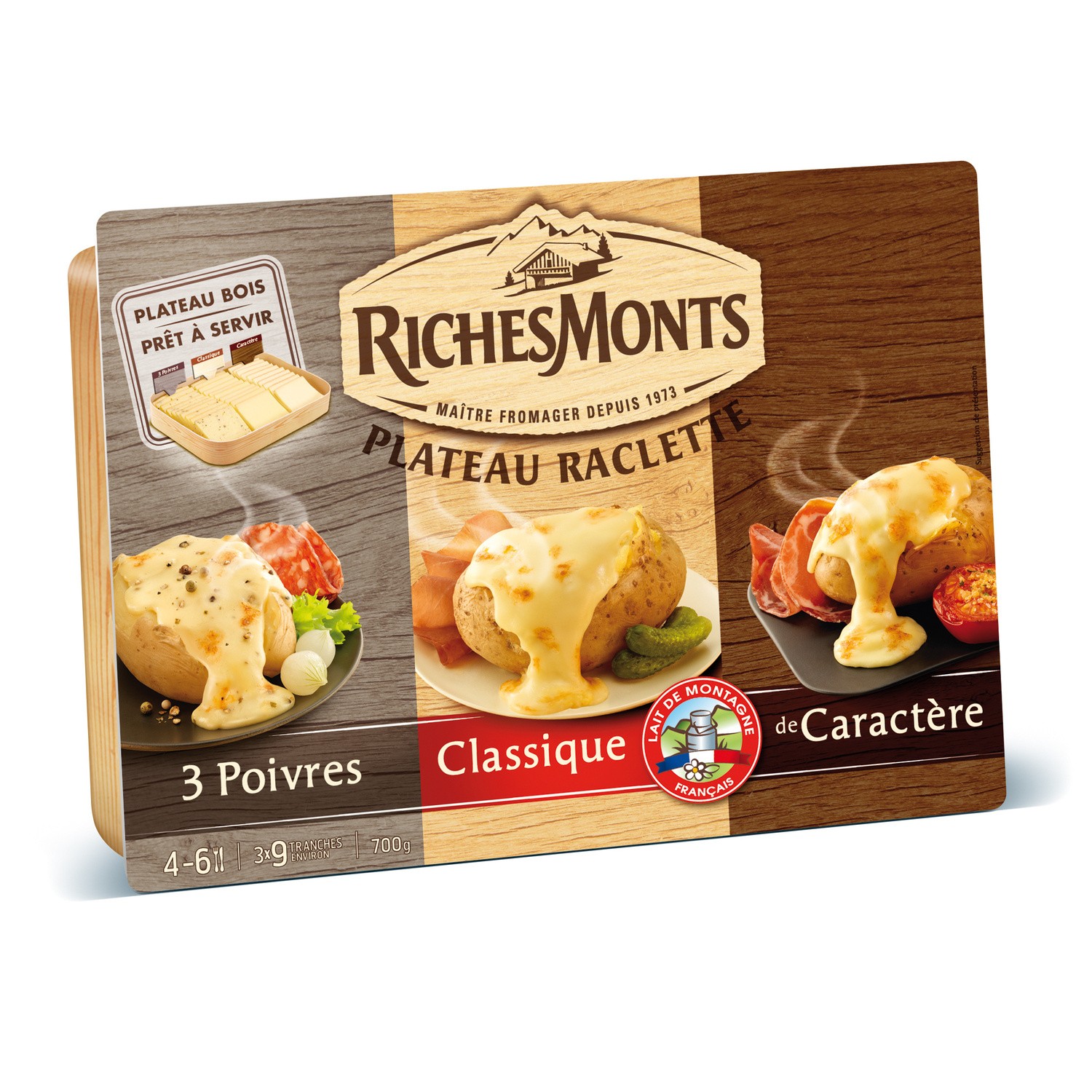 Fromage à raclette tranchée nature Riches monts 250g sur