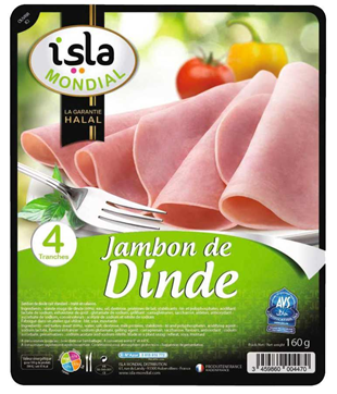 Turkey Ham Halal 4 Slices Isla Mondial 160g
