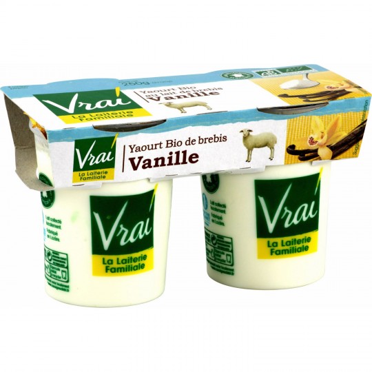 Vrai Vanilla yogurt made with sheep milk Organic 2x125g